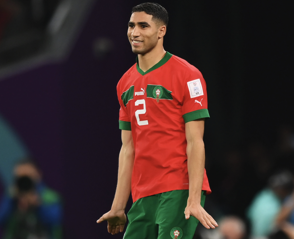 Hakimi celebrating with a penguine dance after Morocco's win the world cup